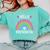 Hello Preschool Teacher Student Girls Rainbow Back To School Comfort Colors Sweatshirt Chalky Mint