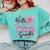 Hello Third Grade First Day Of School Coquette Teacher Girl Comfort Colors Sweatshirt Chalky Mint