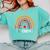 IA Crew Instructional Assistant Rainbow Teachers Aide Comfort Colors Sweatshirt Chalky Mint