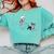 Skeleton Chasing Dog Boston Terrier Halloween Pet Lover Comfort Colors Sweatshirt Chalky Mint