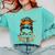 STEM Teacher Messy Bun Fall Vibes Autumn Thanksgiving Men Women Comfort Colors Sweatshirt Chalky Mint