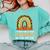 Teach Leopard Rainbow Cute Halloween Costume Teacher Women Comfort Colors Sweatshirt Chalky Mint