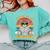 I Teach In My Pajamas Teacher Sunset Bear Retro Comfort Colors Sweatshirt Chalky Mint