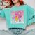 Teacher Pencil Back To School Groovy Pink Teacher First Day Comfort Colors Sweatshirt Chalky Mint