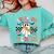 Trick Or Teach Groovy Teacher Halloween Retro Floral Ghost Comfort Colors Sweatshirt Chalky Mint