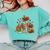 Turkey Reading Books Fall Thanksgiving Teacher Librarian Comfort Colors Sweatshirt Chalky Mint