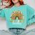 Wild About Reading Teacher Back To School Leopard Rainbow Comfort Colors Sweatshirt Chalky Mint
