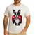 Boston Terrier Boxing Men's Casual T-Shirt White