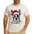 Boston Terrier Dog Santa Christmas Tree Lights Xmas Men's Casual T-Shirt White