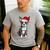 Boston Terrier Christmas Santa Hat Tree Lights Pajama Men's Casual T-Shirt Sport Grey