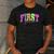 Back To School Neon Checkered First Grade Colorful Teacher Men's Casual T-Shirt Dark Grey Back To School Neon Checkered First Grade Colorful Teacher Men's Casual T-Shirt Dark Grey