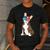 Brindle Boston Terrier Dog Patriotic Shirt USA Flag Men's Casual T-Shirt Dark Grey