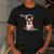Brown Boston Terrier With Flowers And Feathers Men's Casual T-Shirt Dark Grey