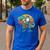 Boston Terrier Dog Riding Dinosaur T Rex Boys Men's Casual T-Shirt Royal Blue