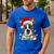 Boston Terrier Dog Santa Christmas Tree Lights Xmas Men's Casual T-Shirt Royal Blue