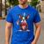 Boston Terrier Puppy Dog Holds His American Flag 4th Of July Men's Casual T-Shirt Royal Blue