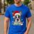 Boston Terrier Santa Christmas Tree Lights Xmas Boys Men Dog Men's Casual T-Shirt Royal Blue