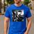 Boston Terrier Graphic Selfie With UFOs Weird Aliens Men's Casual T-Shirt Royal Blue