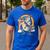 Boston Terrier Unicorn Riding Dinosaur T-Rex Girls Rainbow Men's Casual T-Shirt Royal Blue