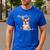 Brown Boston Terrier With Flowers And Feathers Men's Casual T-Shirt Royal Blue