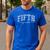 Fifth Grade Coquette Toile Blue Bow Floral Women Teacher Men's Casual T-Shirt Royal Blue