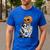 Halloween Skeleton Boston Terrier Men's Casual T-Shirt Royal Blue