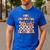 One Thankful Teacher Fall Leaves Thanksgiving Retro Men's Casual T-Shirt Royal Blue