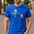 Skeleton Chasing Dog Boston Terrier Halloween Pet Lover Men's Casual T-Shirt Royal Blue
