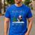 Ugly Christmas Tree Lights Xmas Santa Riding Boston Terrier Men's Casual T-Shirt Royal Blue