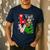 Boston Terrier Christmas Tree Lights Santa Dog Xmas For Men Women Kids Men's Casual T-Shirt Navy