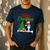 Boston Terrier Christmas Tree Lights Xmas Dog Lover Men's Casual T-Shirt Navy
