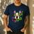Boston Terrier In Day Of The Dead Sugar Skull Dog Men's Casual T-Shirt Navy