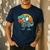 Boston Terrier Dog Riding Dinosaur T Rex Boys Men's Casual T-Shirt Navy