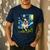 Boston Terrier Dog Starry Night Painting Men's Casual T-Shirt Navy