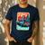 Boston Terrier Merry Christmas Tree Truck Santa Dog X-Mas Men's Casual T-Shirt Navy