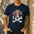 Boston Terrier Pirate T Shirt Jolly Roger Crossbones Skull Men's Casual T-Shirt Navy