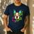 Boston Terrier In Red Day Of The Dead Sugar Skull Dog Men's Casual T-Shirt Navy