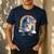 Boston Terrier Riding Dinosaur T-Rex Boys Kids Rainbow Men's Casual T-Shirt Navy