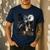 Boston Terrier Selfie Full Moon Flying Witch Halloween Dog Men's Casual T-Shirt Navy
