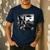 Boston Terrier Graphic Selfie With UFOs Weird Aliens Men's Casual T-Shirt Navy