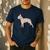 Boston Terrier Watercolor Flowers Men's Casual T-Shirt Navy