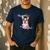 Brown Boston Terrier With Flowers And Feathers Men's Casual T-Shirt Navy