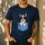 Cute Pocket Boston Terrier Lover Dog Mom Men's Casual T-Shirt Navy