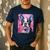 Dog Pink Boston Terrier Men's Casual T-Shirt Navy