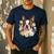 Floral Boston Terrier Men's Casual T-Shirt Navy