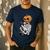 Halloween Skeleton Boston Terrier Men's Casual T-Shirt Navy