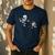 Skeleton Chasing Dog Boston Terrier Halloween Pet Lover Men's Casual T-Shirt Navy
