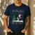 Ugly Christmas Tree Lights Xmas Santa Riding Boston Terrier Men's Casual T-Shirt Navy