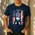 Vintage Boston Terrier Dog American US USA Flag Pets Dogs Men's Casual T-Shirt Navy
