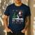 Xmas Tree Lighting Santa Riding Boston Terrier Christmas Men's Casual T-Shirt Navy